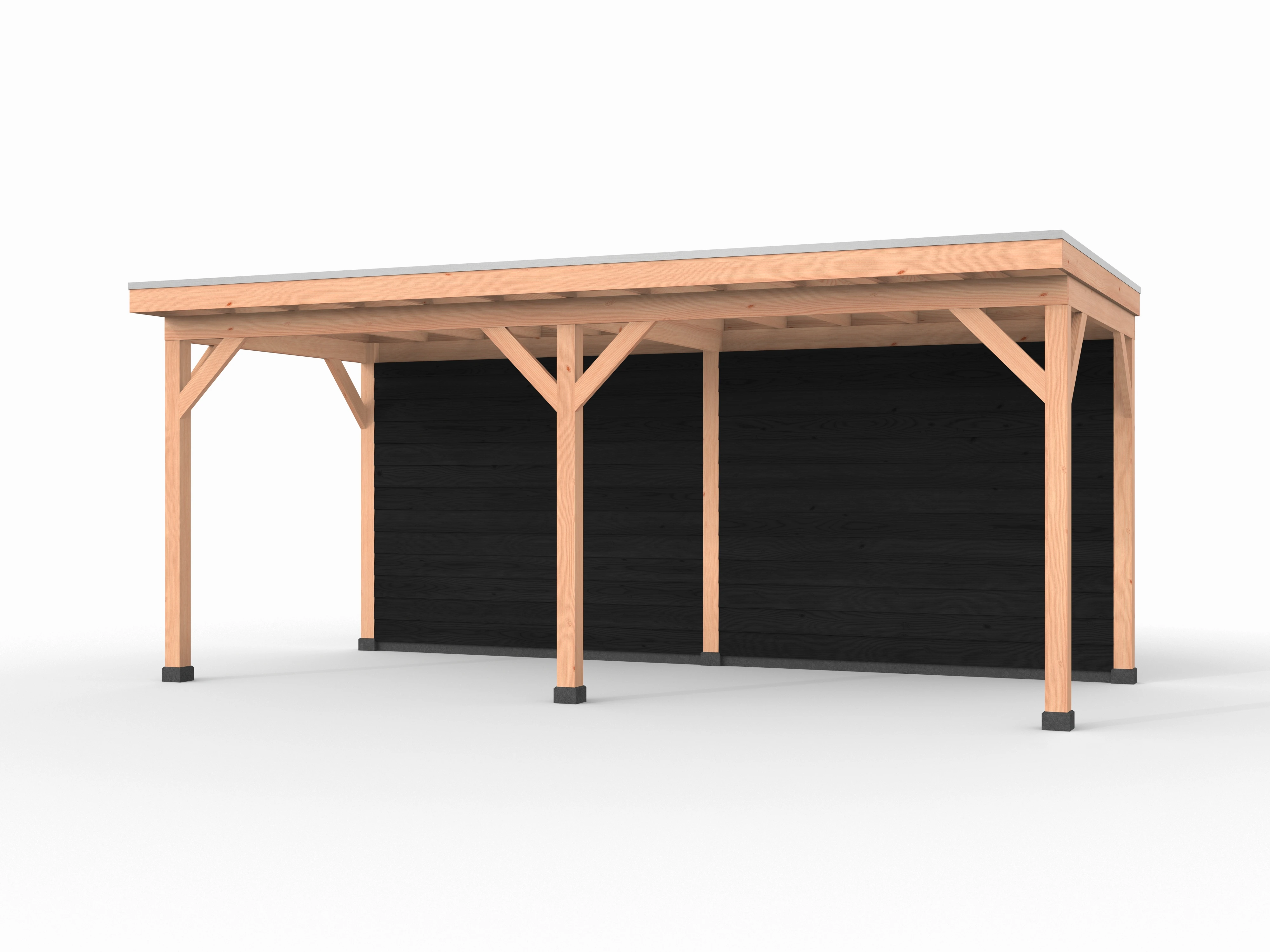 Douglas overkapping, 600 x 250, met achterwand, Westwood Comfort Zwart - Afbeelding 1